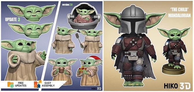 mandaloryalı çocuk Yoda Toplamak kask 3dprint Jedi Babyyoda karakter Uzay Disney heykelcik şekil bebek ışın kılıcı Yıldız Savaşları isterler Funko oyunlar oyuncaklar 3d print model - Mito3D