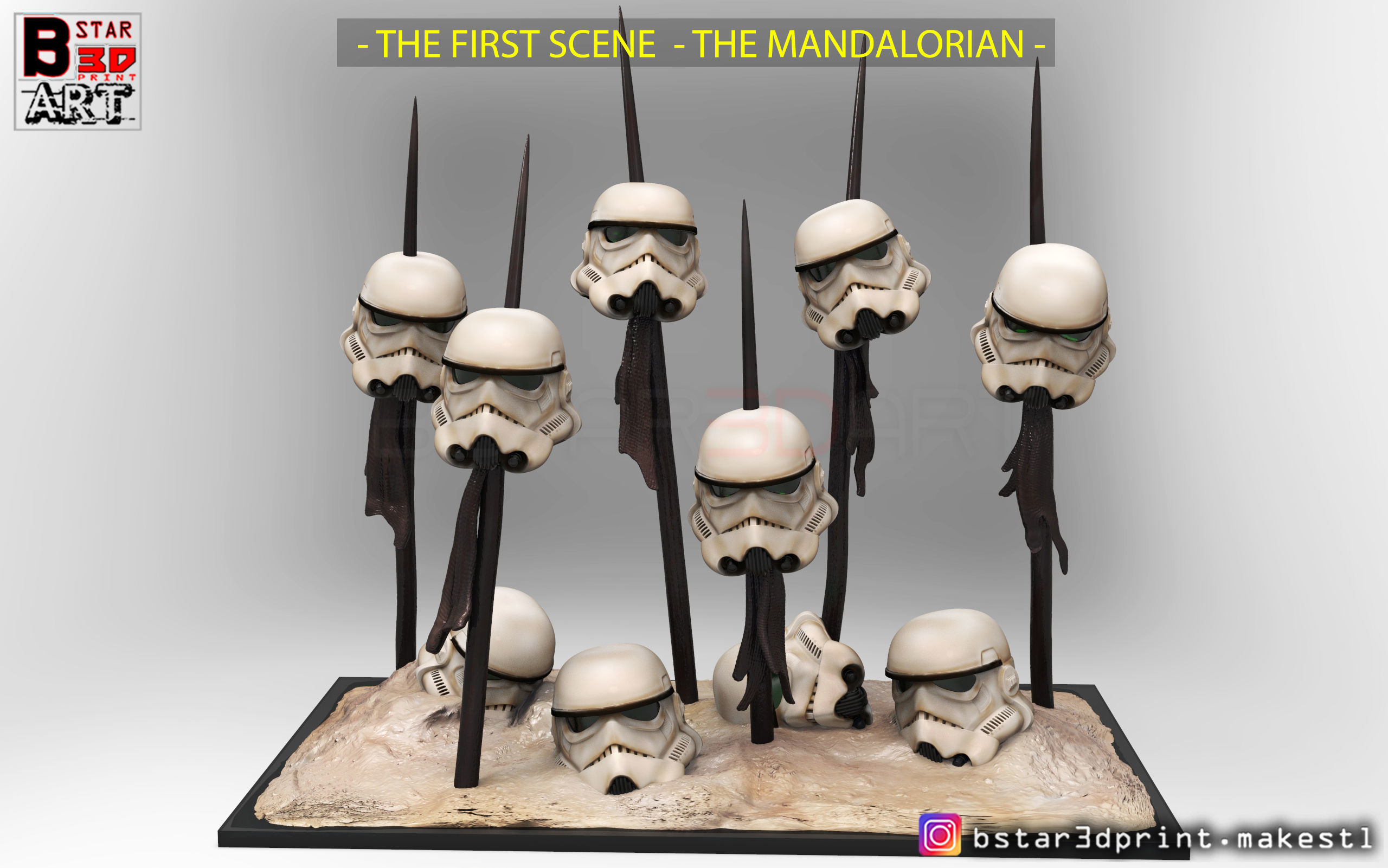 mandalorian 2019 stormtrooper scena in stella guerra stellare sormtrooper meraviglia disney tempesta soldato stormtroopermask maschera figura fan arte jedi vader luke sculture 3D print model - Mito3D