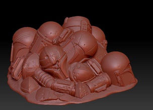 mandaloriano armaduras pilha estilete suporte escultura arte guerra estrelas estrela guerras caneta mando capacete scifi syfy rosquinha 3dprint esculturas 3d print model - Mito3D