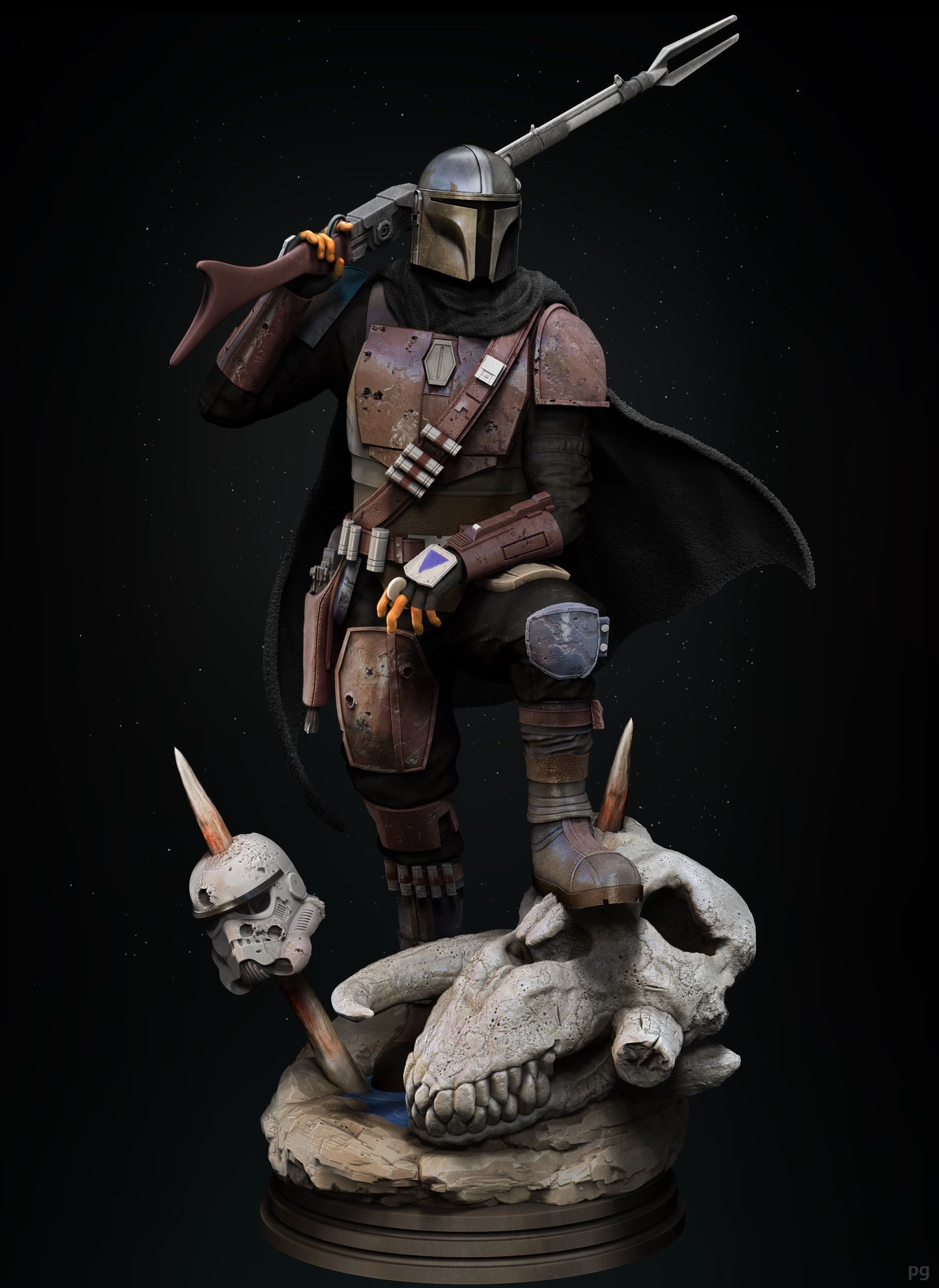 mandaloriano clásico armadura estruendo djarin 3d impresión estrella guerras arte guerrero escultura estatua caballero bárbaro esculturas mitosaurio cazarrecompensas boba fett dindjarin 3D print model - Mito3D