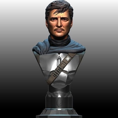 mandalorian din djarin by pedro pascal starwars themandalorian pedropascal dindjarin sculpture bust portrait custom onesixth art sculptures 3d print model - Mito3D