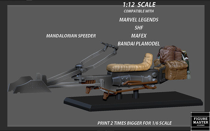 mandaloriano speeder boba fett capacete carga versão disney amarelo estátua 3d impressão modelo arte esculturas 3D print model - Mito3D