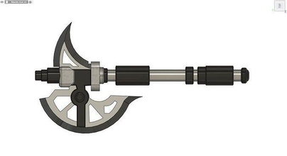 mandaloryalı war axe balta yıldız savaşları star savaşlar silah şövalye bıçaklı haçlı savaşçı kalkan kral savaş ekipman çelik demir metal oyunlar oyuncaklar 3d print model - Mito3D