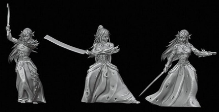 mandragore statue of femme portant épée sombre elfe femelle fille dame jeux jouets jeu accessoires 3d print model - Mito3D