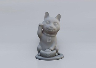 maneki gato sculptjanuary2022 b3d licuadora wip prionailurus bengalí leopardo gatito puma panthera animal tipo mascota arte esculturas 3d print model - Mito3D
