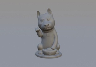 maneki chien or sculpture bouddha art ancien figurine statue imprimable monument religion spiritualité méditation sculptures accessoires cadeau chanceux charme 3d print model - Mito3D