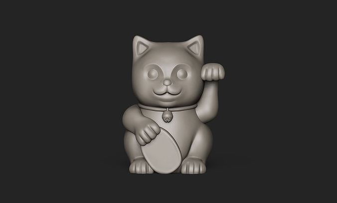 maneki neko no1 gatto gattino sculture arte moneta ricco i soldi animale carina adorabile fascino cartone animato domestico statua miniatura decorativo fortuna 3D print model - Mito3D