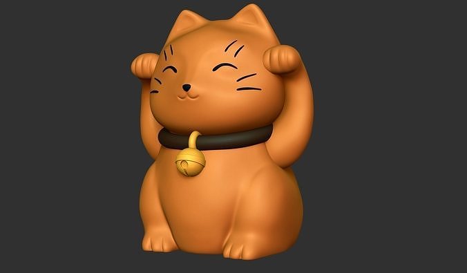 maneki neko no2 gato gatito esculturas arte rico dinero animal lindo adorable echarm dibujos animados mascota estatua miniatura decorativo suerte amuleto 3D print model - Mito3D