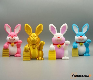 maneki usagi fortunato coniglio neko fortuna i soldi creatura collezione scultura arte giocattolo figura randomizy coniglietto 2023 carina animale 3d stampa sculture 3d print model - Mito3D