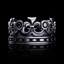 mans ring crown luxury jewelry vintage design king silver sterling diamond rings 3d print model - Mito3D