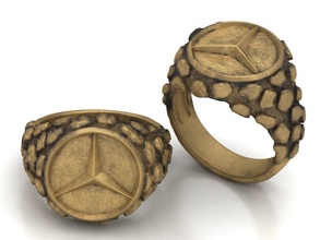 homens sinete anel mercedes emblema projeto homem joalheria eua canadá imprimível prata ouro estilo pedras rocha textura argolas 3d print model - Mito3D