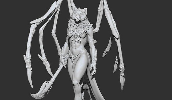 manticora donna arte corpo statua guerriero diavolo femmina combattente cazzuto conceptart regina dei leoni Regina sculture cavaliere demone creatura 3d print model - Mito3D