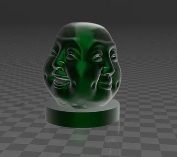 many faced Buda four lice hotei escultura cabeça símbolo estátua decoração casa 3d print model - Mito3D