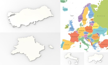 mapa europe países 3d 3dmodel stl stp rompecabezas europa colección paquete juegos juguetes 3d print model - Mito3D