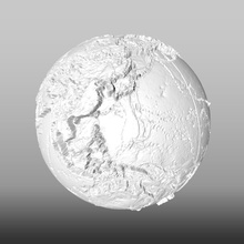 dünya harita 3d rahatlama topografik 1in100000000 ölçek haritası topografya yeniden yaşamak kıtalar asya pasifik gezegen coğrafya haritacılık kıta astronomi bilim fizik 3d print model - Mito3D