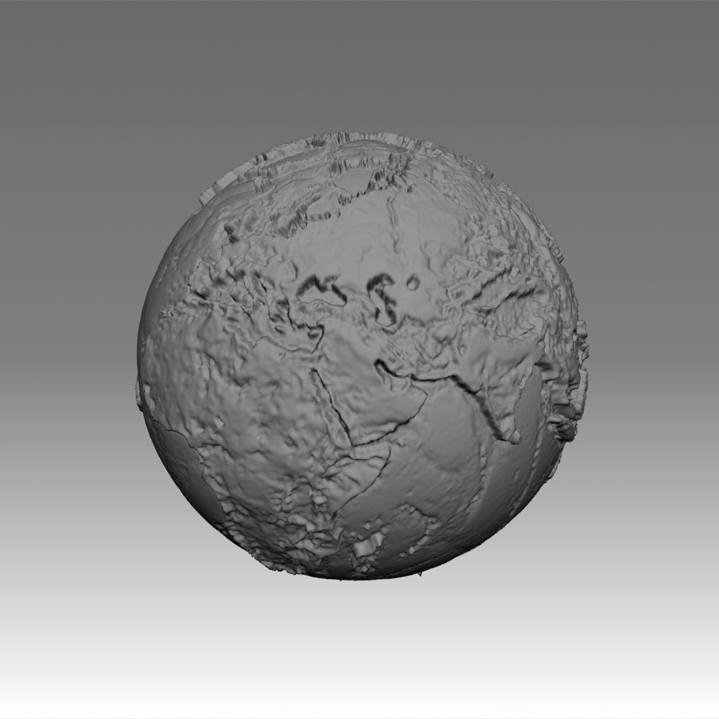 mondo carta geografica 3d sollievo topografico 1in50000000 mappa terra continente astronomia universo geologia geografia scienza ecologia pianeta cartografia fisica 3D print model - Mito3D
