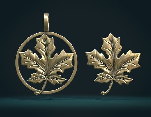 maple leaf ii foliage tree pendant jewelry canada pendants 3d print model - Mito3D