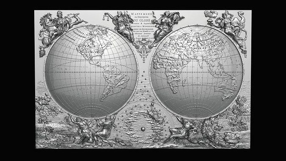 mappe monde world map circular mondi globe hemispheres relief cnc house decor 3d print model - Mito3D