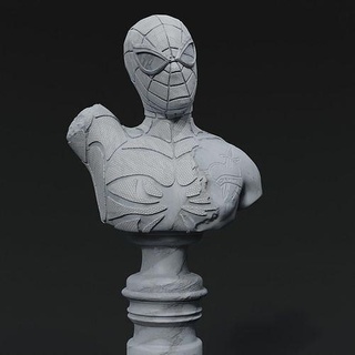 marble spider-man bust statue spider man human male sculpture sculptures art 3d print model - Mito3D