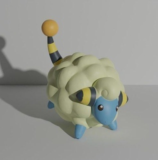 mareep Pokémon 3d impressão modelo flaaffy pelipper Pikachu pokebola anime brinquedo cinza eevee jogos mega ovelha bode elétrico brinquedos 3d print model - Mito3D