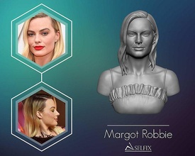 margot robbie portrait sculpture actrice statue fille art sculptures femme buste australien 3d print model - Mito3D