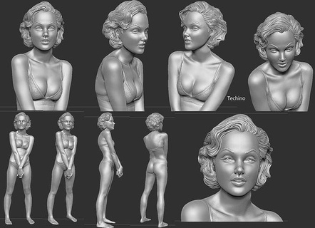 Marilyn monroe 3d impression base célébrité femme sculptures personnage superstar idole sculpture imprimable art 3d print model - Mito3D