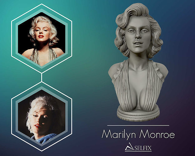 marilyn monroe buste sculpture américain actrice blond bombe portrait statue visage art sculptures 3D print model - Mito3D