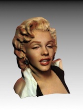 marilyn monroe color portrait marylin hollywood actress 3d 3dprint woman face head girl movie tussaud art sculptures human character printable people 3d print model - Mito3D