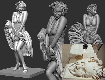 marilyn Monroe estatua 3dprint cncrouter mujer esculturas decoración hollywood escultura Arte personaje belleza angelina jolie cinma 3dprinter oro exterior cnc enrutador 3d modelo madera tallado 3d print model - Mito3D
