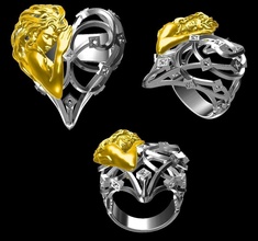 Marina bague bijoux gemme luxe platine or argent imprimable diamant mode prototypage doigt brillant engagement beauté pendentif Collier saphir 3d print model - Mito3D