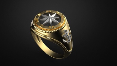 marina anillo 1 joyería joya cortezas rosa viento estrella oro plata anillos 3d print model - Mito3D