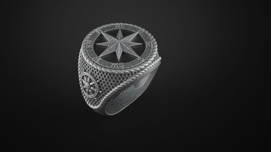 marine ring 2 schmuck silber juwel platin gold star wind rose ringe 3d print model - Mito3D