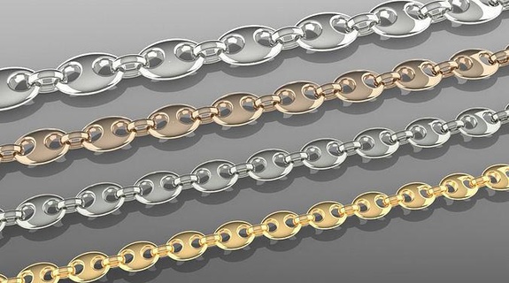 mariner chain link gold silver jewelry bracelet fashion sterling pendant jewel italy goldsmith cuban figaro necklaces necklace jewellery marin 3d print model - Mito3D