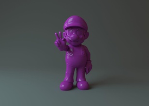 mario figurine showing peace sign art toy games man toys 3d print model - Mito3D