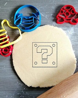 mario box question cookie cutter food baking dough shape kitchen bake cookies bakery baked dining tv kids game house 3d print model - Mito3D