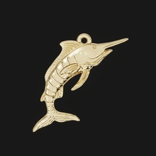 Marlin Fisch Anhänger Gold Silber Schmuck druckbar Natur organisch Meer Biologie Ozean 3d print model - Mito3D