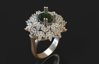 marchese ring in 3d il modello di stampa gioielli la marchesa ovale 3dprinted design moda anello anelli oro d'oro printabl prototiping gioiello diamante emerald 3d print model - Mito3D