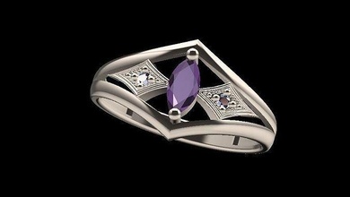 marquise améthyste bague bijoux gemme luxe platine carat mode or argent diamant doigt anneaux 3d print model - Mito3D