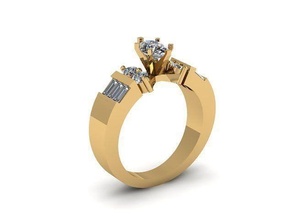 Marquise 4 Stein Ring Diamant golden Silber Schmuck Ringe 3d print model - Mito3D