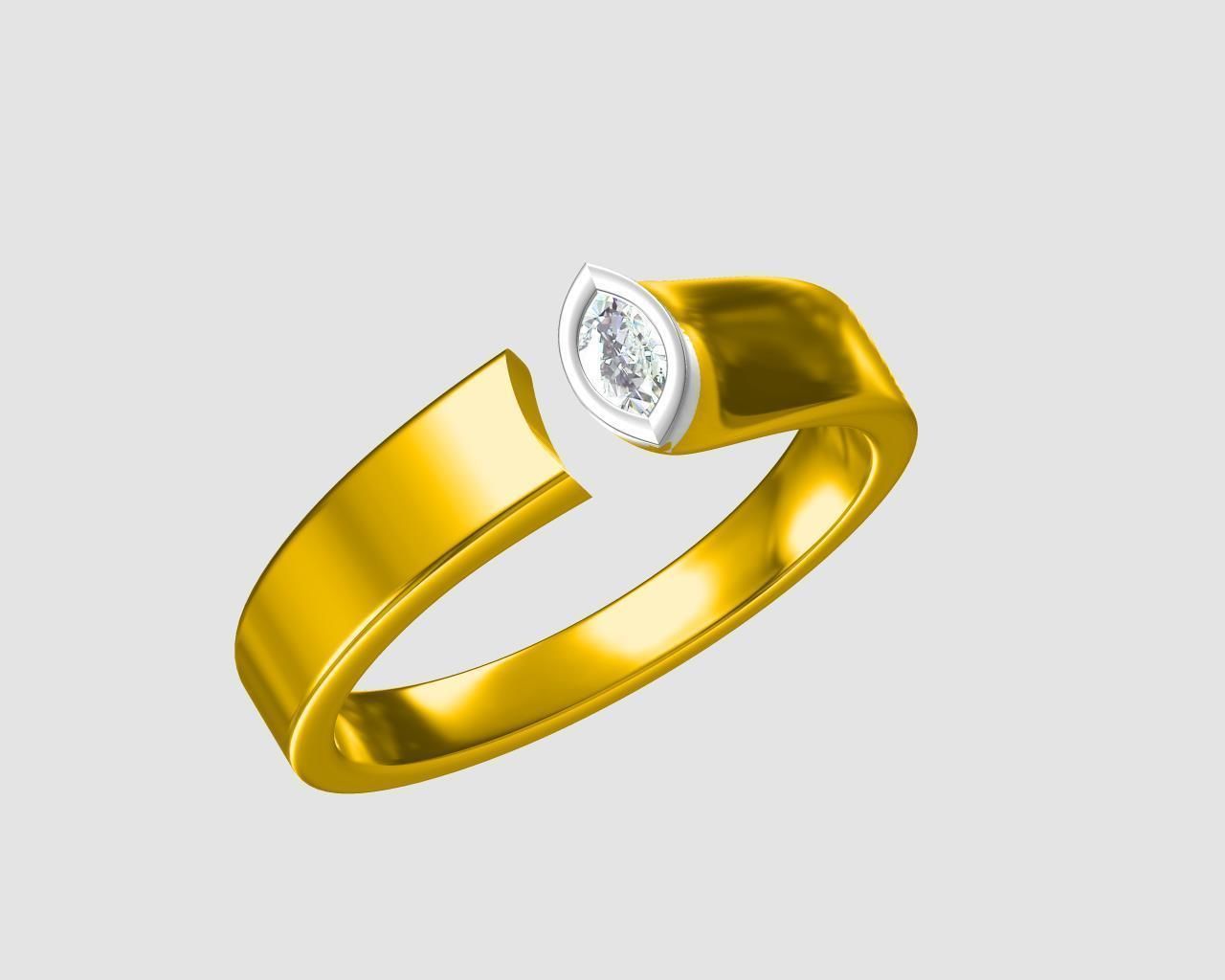 marquise center unisex ring diamond gold jewelry rings 3D print model - Mito3D