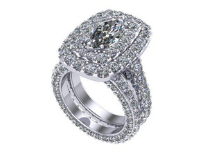 marquesa cojín anillo de halo la joyería edad los diamantes aretes 3d print model - Mito3D