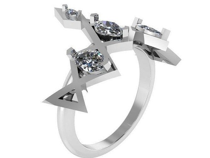 marquesa cortar diamante corona anillo 0709 oro pavimentar joyería joya 3d impresión plata fabricación Moda diseño cuerda anillos compromiso imprimible libra esterlina 3d print model - Mito3D