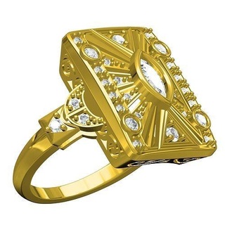 marchesa diamante arte deco squillare donne gioielleria oro stampabile argento Fidanzamento anelli nozze moda design 3d cad 3d print model - Mito3D