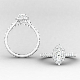 Marquise mode bague platine bijoux engagement imprimable mariage sterling diamant anneaux 3d print model - Mito3D