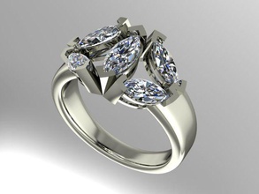 marquise anneau de mode bijoux la l'anneau le diamant imprimable les anneaux 3d print model - Mito3D