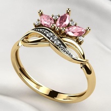 marquesa gemas oro anillo rgino joya 3dprint imprimible rint impresión pavimentar diamante Boda compromiso rubí Esmeralda zafiro citrino 3d print model - Mito3D