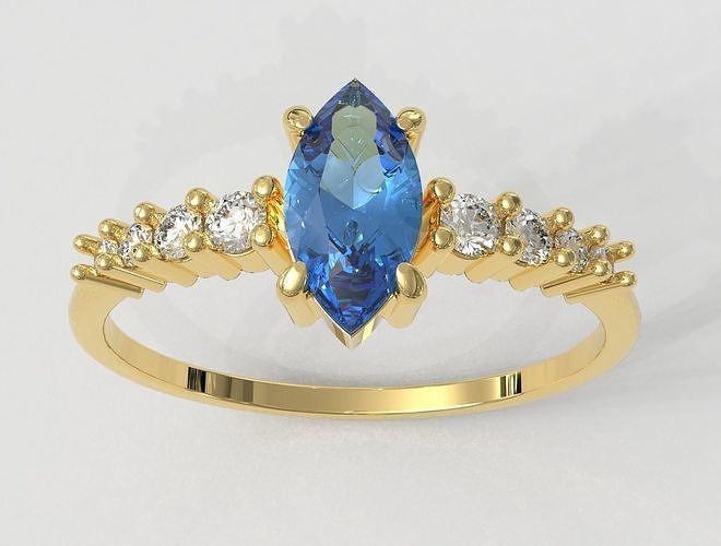 marquesa piedra preciosa anillo anillos oro joyería joya paulorani moda moderno plata tradicional diseño diamante 3D print model - Mito3D