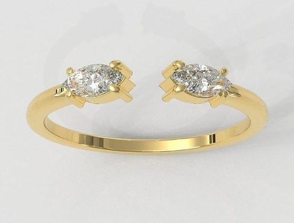 Marquise gemme bague anneaux or bijoux paulorani branché mode moderne argent diamant engagement bijou 3d print model - Mito3D