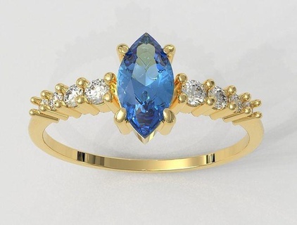 Marquise Edelstein Ring Ringe Gold Schmuck paulorani modisch modern Silber traditionell Design Diamant 3d print model - Mito3D