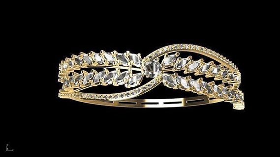 marquesa folha pulseira stl verificado jóias joalheria imprimível diamante anel moda prototipagem 3d cafajeste designer perdiamante declaração manguito jali fio turco pingentes 3d print model - Mito3D
